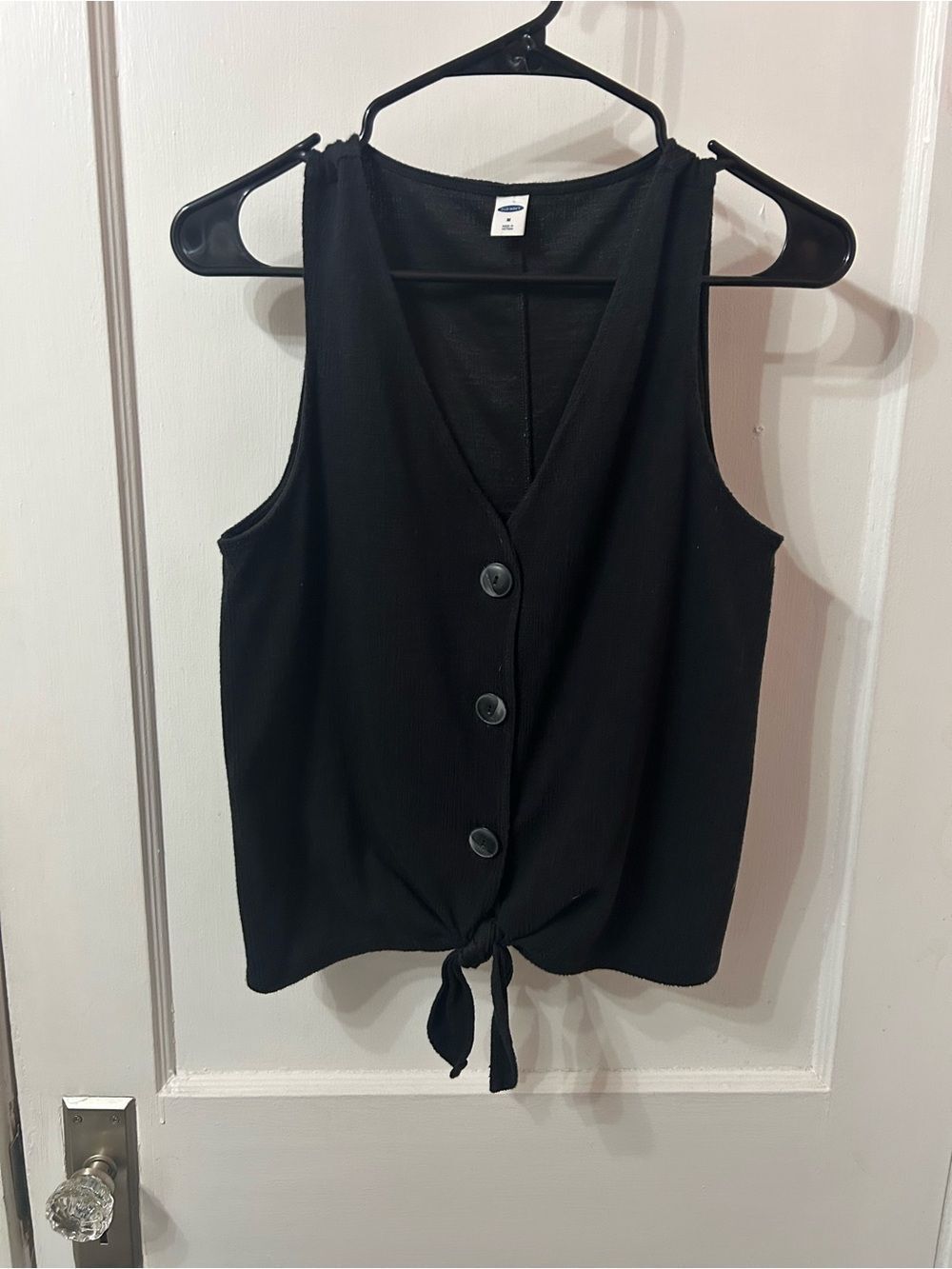 Old Navy Black Button-Front Tie Hem Camisole